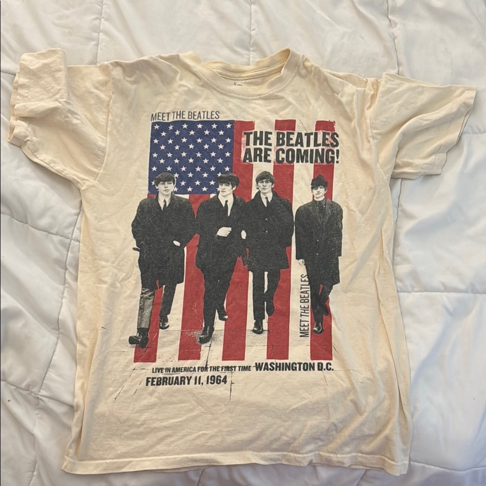 The Beatles Cream and Red Short Sleeve Tee